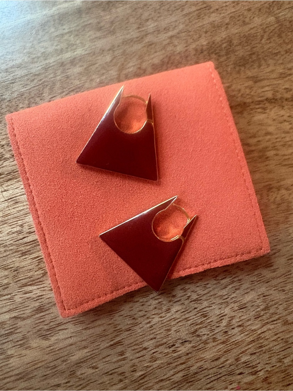 Geometric Trapezoid Dangle Earrings - Maroon